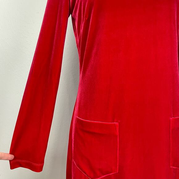 Gianni Bini NWT Paul Bright Red Velour Mock Neck Long Sleeve Short Dress - Picture 5 of 11